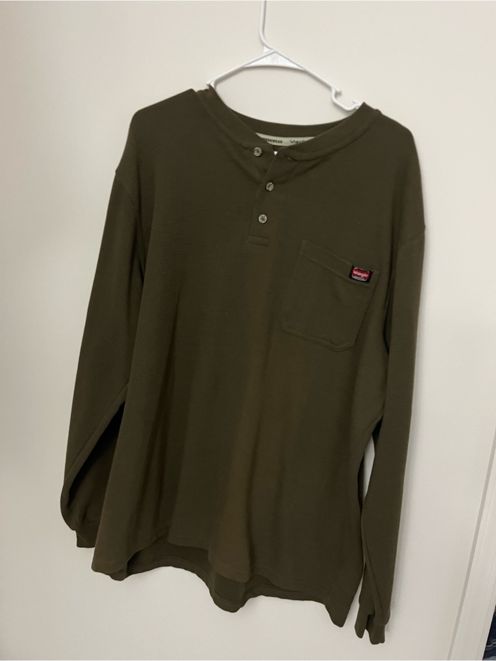 Wrangler Olive Green Long-Sleeve Henley Shirt